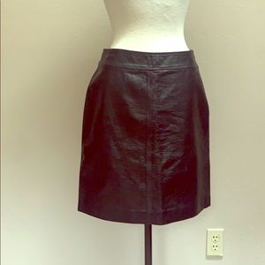 - Alligator texture black leather sexy straight skirt